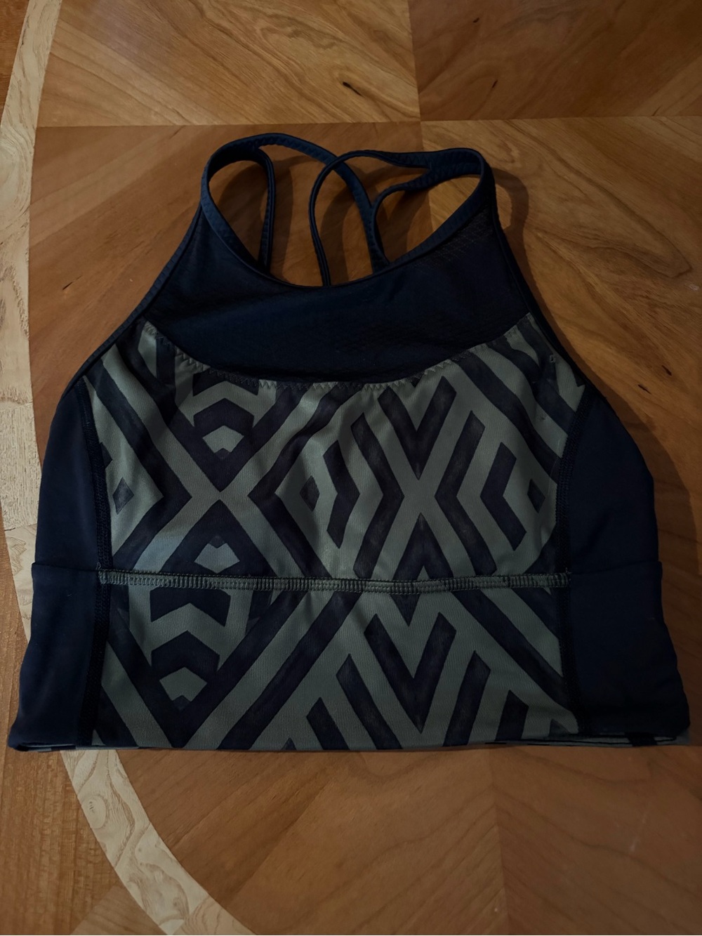 lululemon athletica Black & Olive Geometric Strappy Sports Bra
